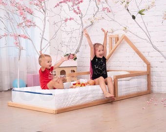 Toddler Floor Bed, Montessori Bed, Platform Bed, Bed Frame, Kids Room, Montessori Furniture, Toddler House Bed, Nursery Decor, Loft Bed