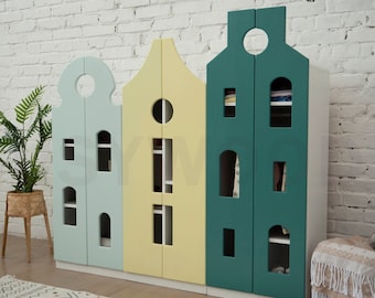 Toddler wardrobe, Montessori Kids Closet by Busywood, Nursery Wardrobe, Unique Bookcase, Kids Dresser