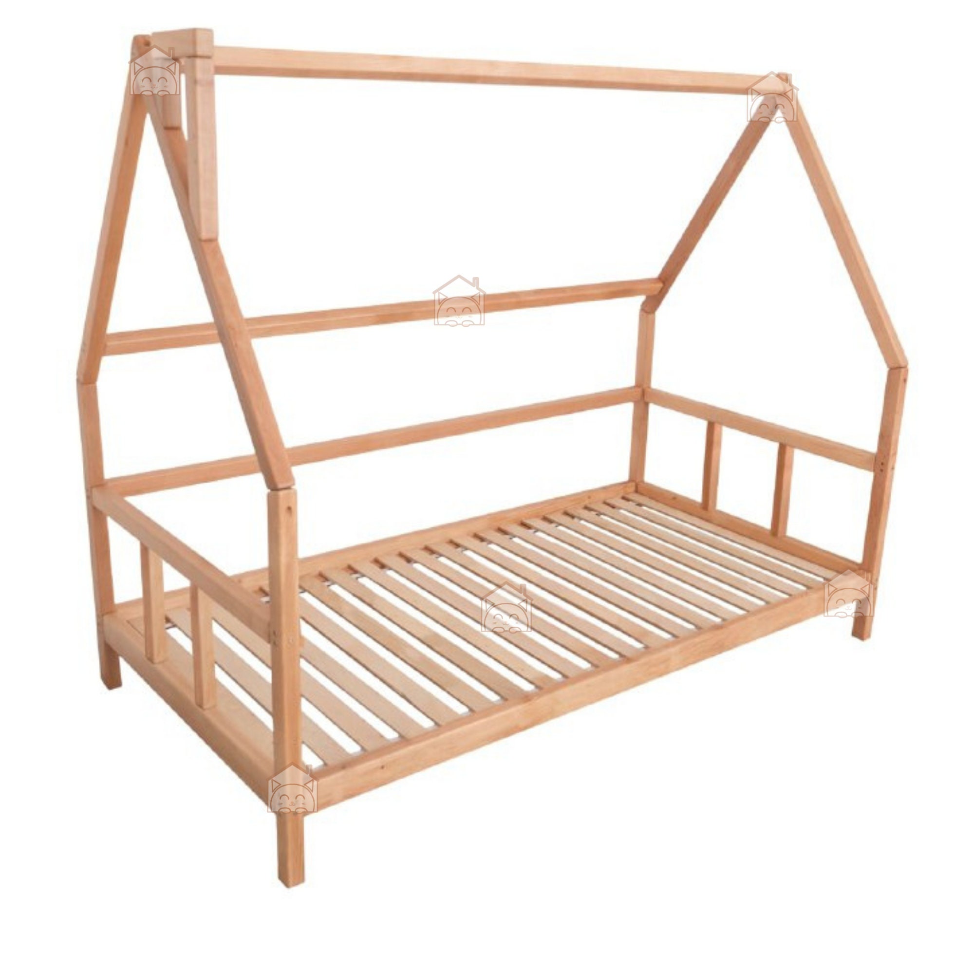 Toddler House Bed Frame Wooden House Bed with Railings Etsy