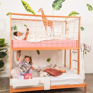 Twin Over Full Kids Bunk Bed, Toddler Bunk Bed, Montessori Twins Bed, Kids Playhouse, Loft Kids Bed with Climbing Net, Kids Furniture image 6