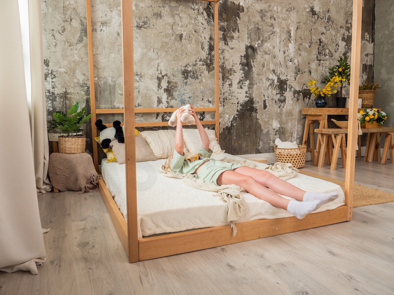 Canopy Bed Frame, Solid Wood Bed, Ecofriendly Furniture, Bedroom Decor