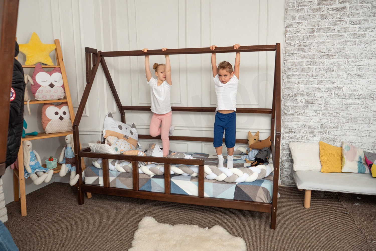 House bed Bed frame Wooden home Kid bed Bedroom furniture Etsy