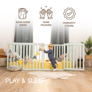 Peuterbed, montessori-vloerbed, houten platformbed, laag profiel bedframe, kinderbed, decoratie kinderkamer, kindermeubels afbeelding 10
