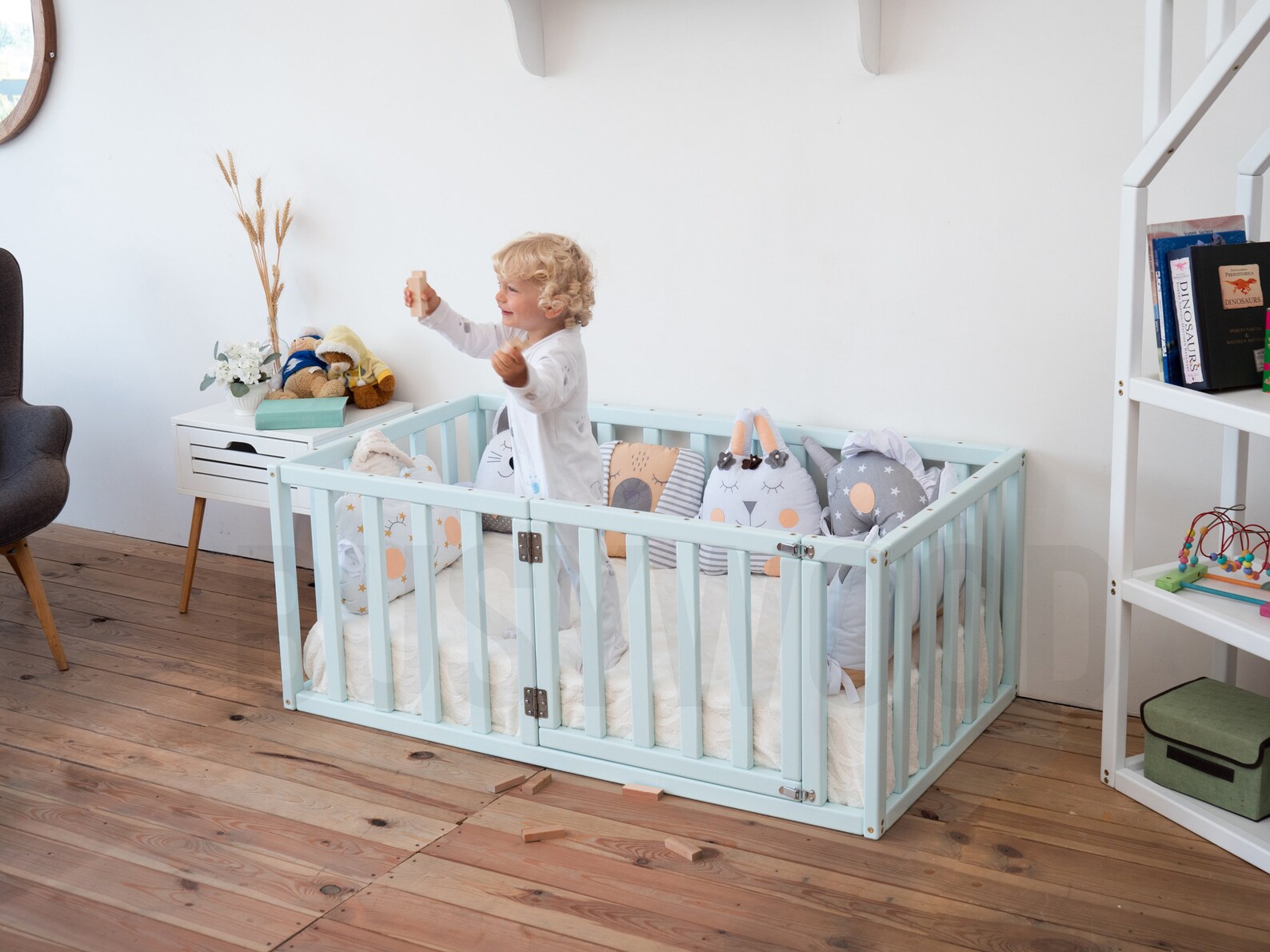 Playpen Bed Baby Nest Nursery Bed Floor Bed Wooden Bed Etsy
