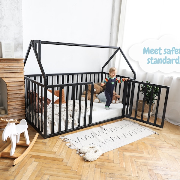 House Floor Bed With Gate Etsy