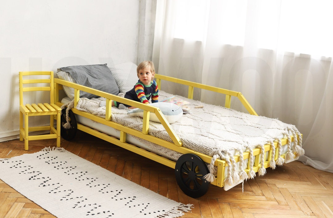 Race Car Bed by Busywood, Bed With Slats, Twin Size Bed Frame