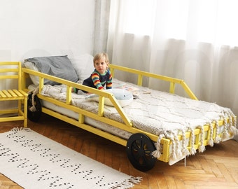Race Car Bed by Busywood, Bed with slats, Twin size bed frame, Toddler bed
