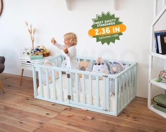 Kleinkind Bodenbett, Montessori Bett, Kinderzimmer Bett, Boden Laufstall Bett, Holzbett, Bettrahmen, Kleinkindbett, Kinder Spielzimmer, Kinderzimmer Dekor