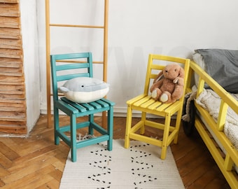 Kids Wood Chair by Busywood, Eco Furniture for Nursery, Montessori Toddler Chair, Nursery Decor, Toddler Wooden Stool, Reading Chair