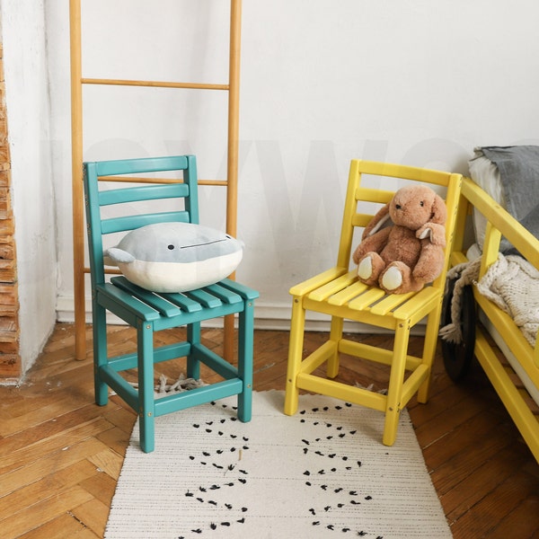 Kids Wood Chair by Busywood, Eco Furniture for Nursery, Montessori Toddler Chair, Nursery Decor, Toddler Wooden Stool, Reading Chair