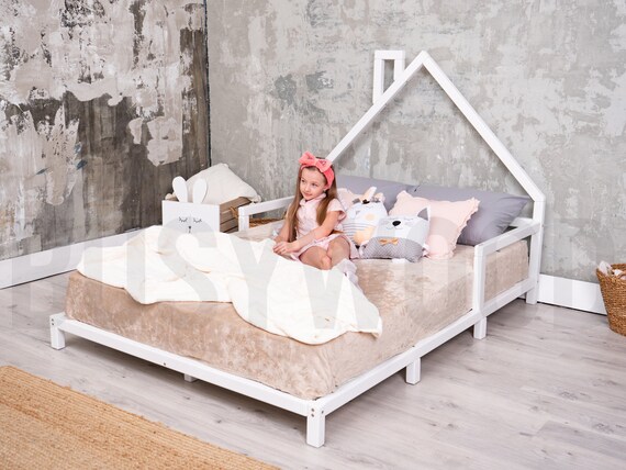 Toddler Bed Frame Wooden House Wood Nursery Montessori Toddler