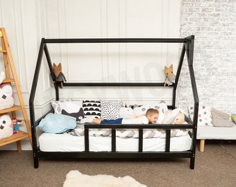 Montessori bed, House bed, Busywood, Twin bed, Play bed, Eco-friendly furniture, Wood frame, Tent house, Kids bed