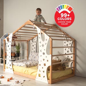 Kids Bed, Montessori Floor Bed, Indoor Playhouse, Loft Bed, Toddler Gym, Toddler Floor Bed, Kids Toys, Montessori Furniture, Play Bed Frame