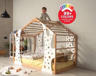 Letto per bambini, letto da terra Montessori, casetta da gioco per interni, letto a soppalco, palestra per bambini piccoli, letto da terra per bambini piccoli, giocattoli per bambini, mobili Montessori, struttura per letto da gioco