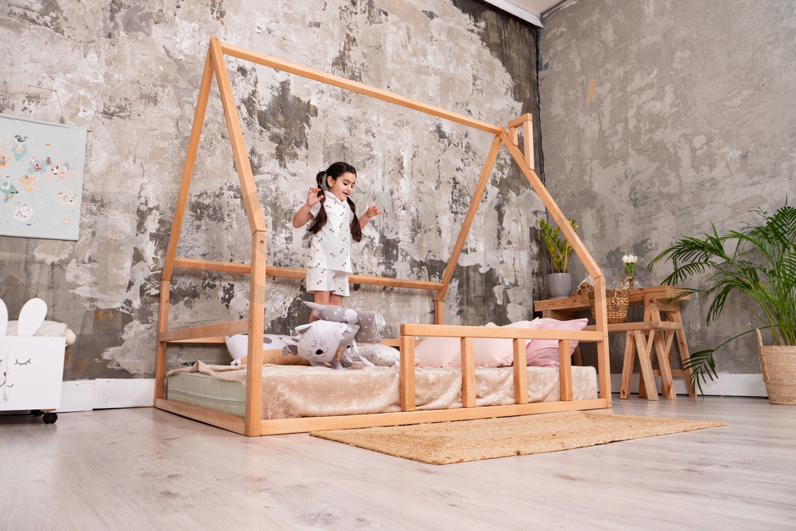 Twin Floor Bed Busywood Floor Bed Montessori Bed Toddler Bed Etsy