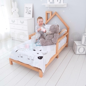 Toddler Bed, Montessori Bed, Wooden Bed with Legs, Nursery Furniture, Headboard Bed, Low Profile Bed, Loft Bed Frame, Platform Bed, Nursery