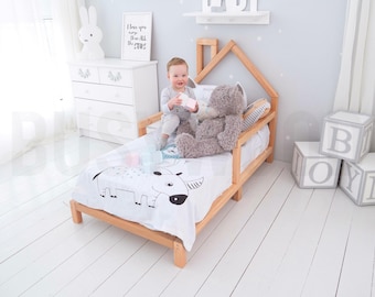 Toddler Bed, Montessori Bed, Wooden Bed with Legs, Nursery Furniture, Headboard Bed, Low Profile Bed, Loft Bed Frame, Platform Bed, Nursery