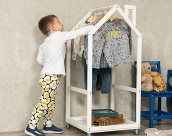 Kids Clothing Rack, Children House Wardrobe, Kids Closet, Nursery Decor, Bedroom Furniture, Nursery Furniture, Montessori Toddler, Dresser
