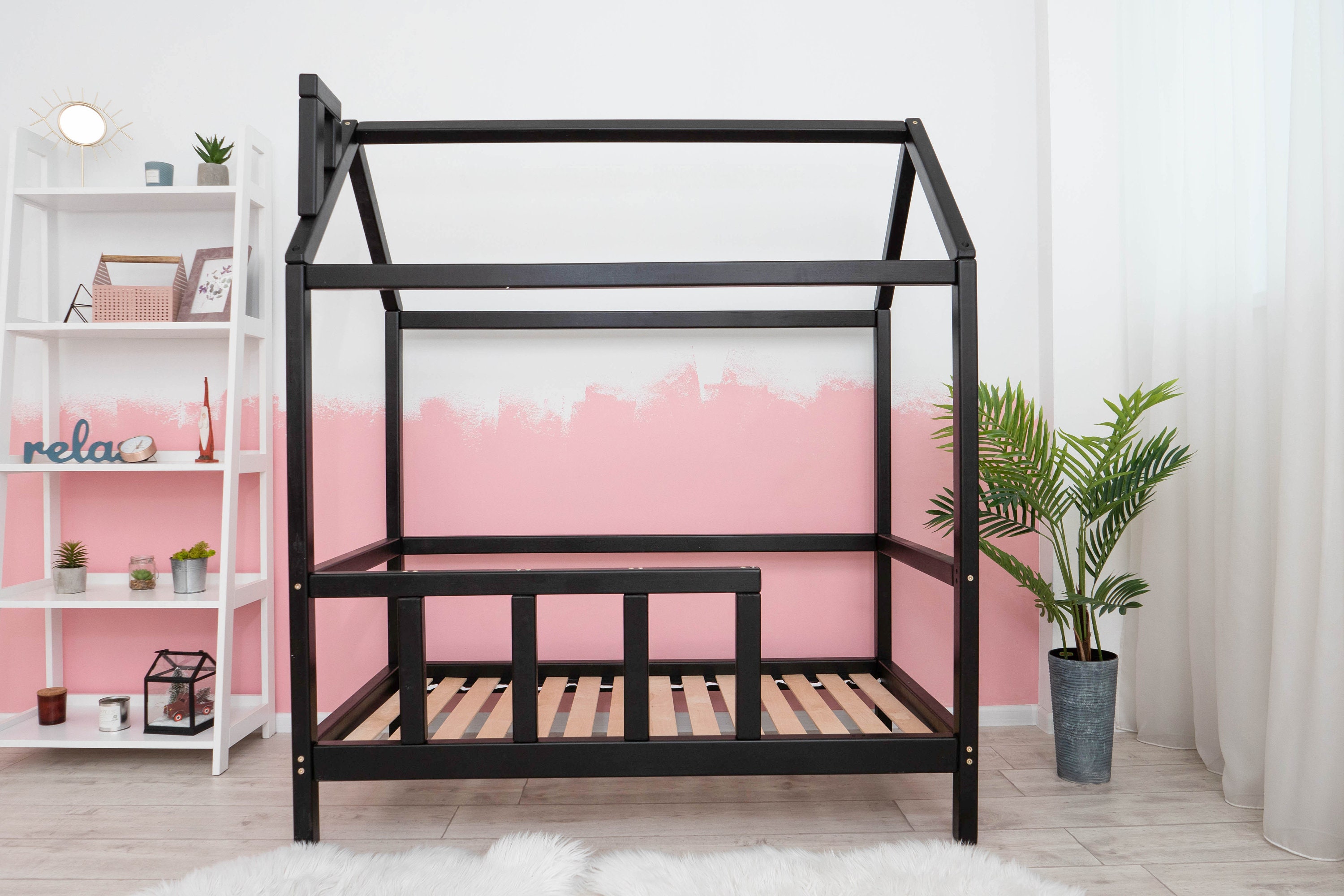 First Birthday Crib House Shaped Wood Nursery Montessori Kids Etsy