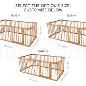 Pu&ograve; includere: Tre diverse dimensioni di box per bambini in legno con misure in pollici e centimetri. I box sono realizzati in legno naturale e hanno una forma rettangolare. I box sono progettati per neonati e bambini piccoli.
