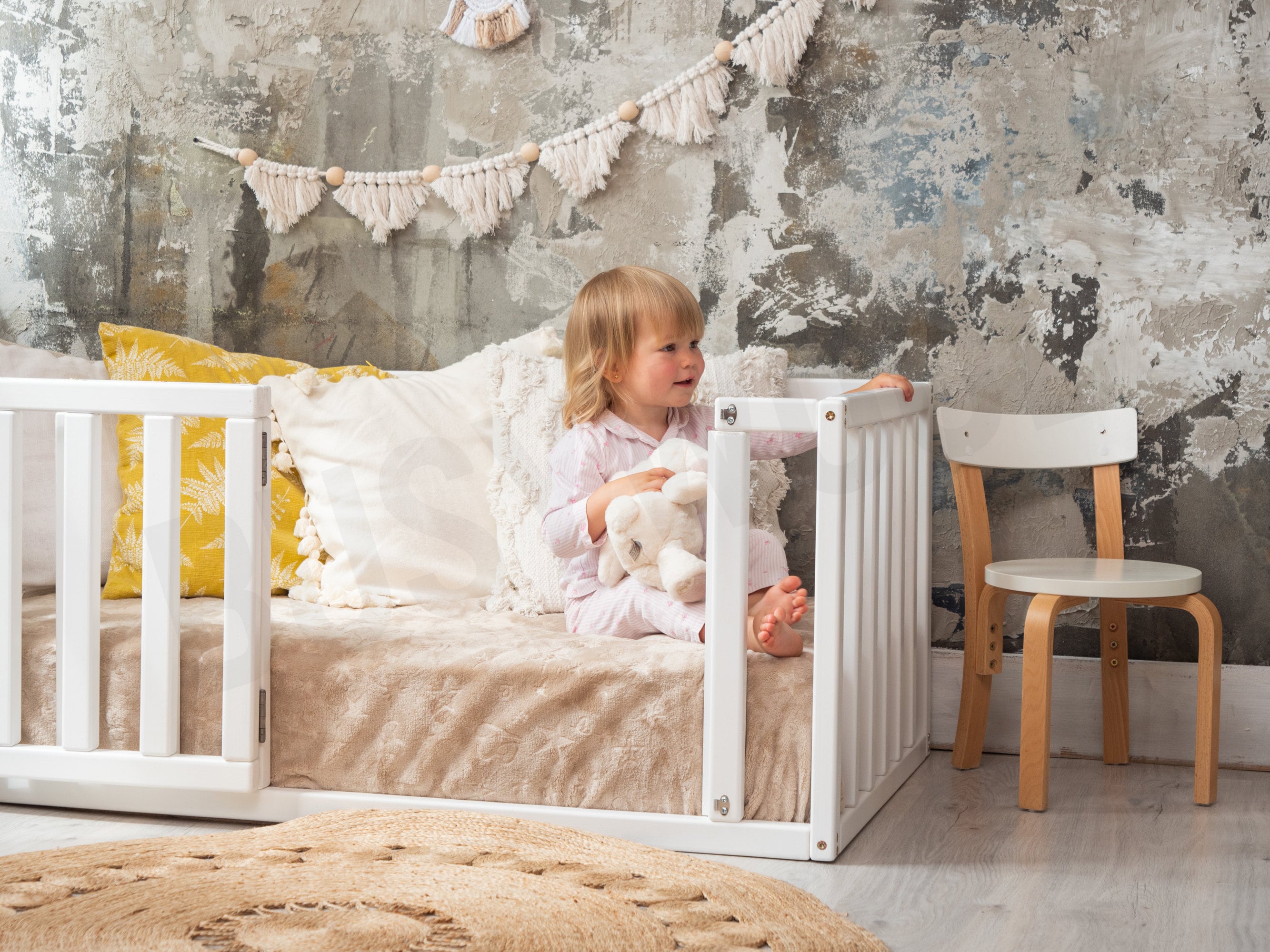 Bed With Extra Protection, Nursery Bed, Toddler Pen, Play Bed, Solid Wood  Bed, Nursery Decor, Ecofriendly Furniture 