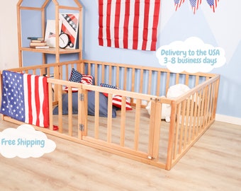 Montessori Playpen for Kids, Bed Frame Full,  Platform bed, Toddler bed