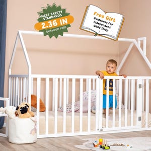 Montessori Playpen Bed, Toddler Floor Bed with Extra High Rails, Indoor Playhouse, Platform Bed, Montessori Furniture, Twin Bed Frame