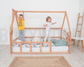 Kids Furniture Toddler Floor House Wood Montessori Platform Bed Frame