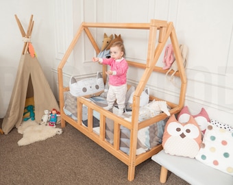 Nursery Bed Montessori Toddler Bedroom Furniture House bed full Shed bed Twin bed frame Farmhouse House frame Playhouse Unique bed kids