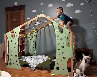 Montessori Gym Bed, Jungle Gym, Toddler Climber, Baby Play Gym, Indoor Playground, Wooden Climbing Bed, Floor Bed, Playhouse, Platform Bed