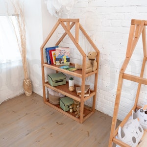 kids bedroom	book storage	house shaped shelf	nursery shelf	kids bookcase	montessori furniture	montessori toddler	wood furniture	nursery bookcase	babyzimmer	bucherregal	montessori regal	baby shower gift