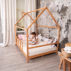 Montessori Furniture, Wooden Bed, Busywood Play Bed, Climbing Bed, Queen Bed Frame, Children Bedroom, Modern Kids, Nursery Decor, Baby Gym image 4