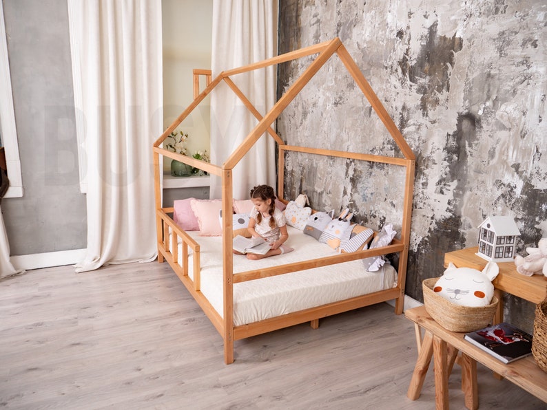 Montessori Furniture, Wooden Bed, Busywood Play Bed, Climbing Bed, Queen Bed Frame, Children Bedroom, Modern Kids, Nursery Decor, Baby Gym image 4