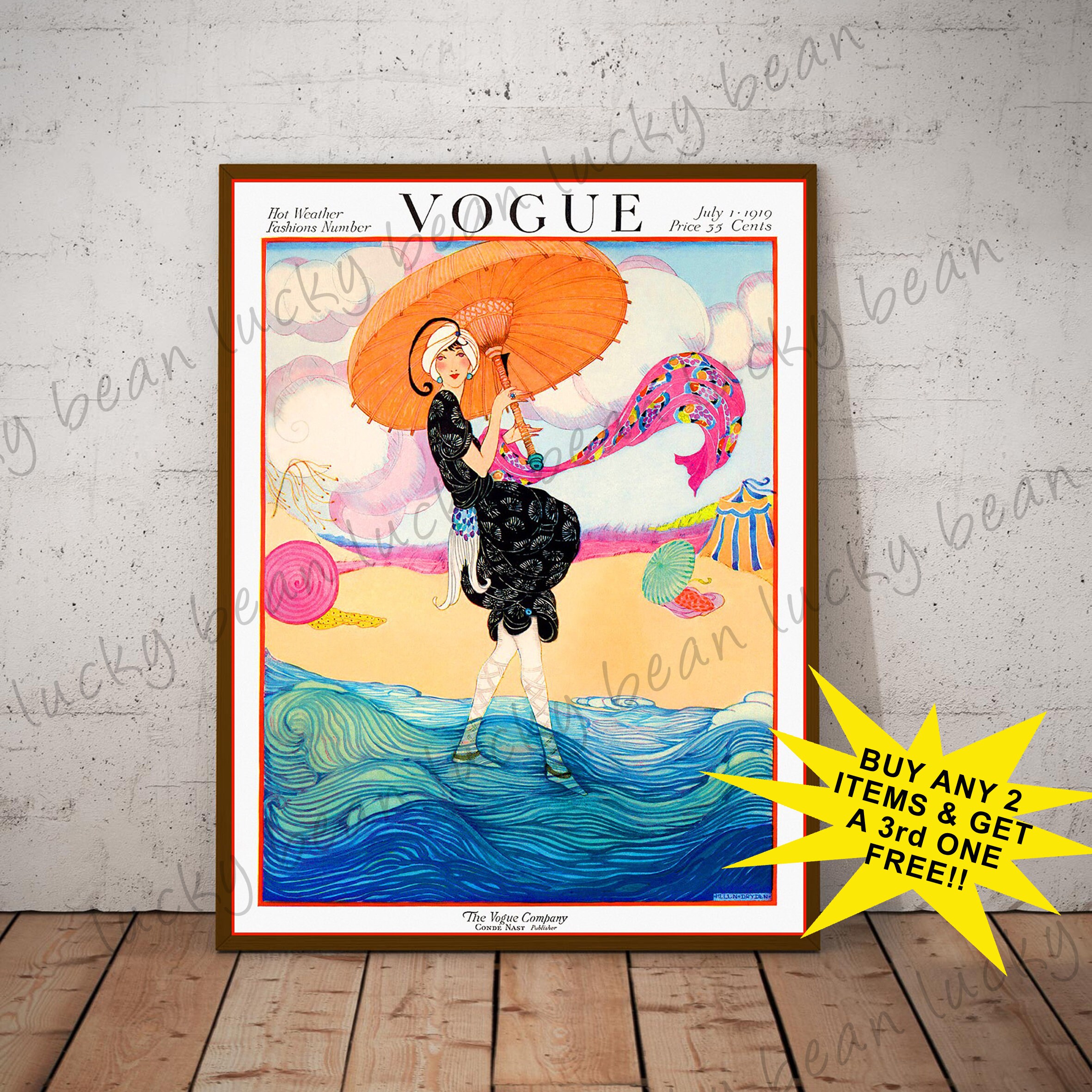 Vintage Vogue magazine cover.1920 fashion poster.Digital download.Ame…