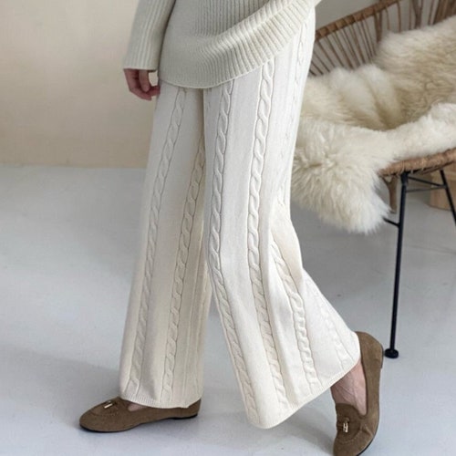 Cable Knit Pants / Sweater Pants / Knit 