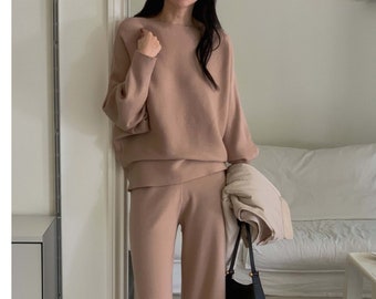 Boat neck knit top / Knit pants / Knit set-up / Sweater for women / Knit top / Sweater knit pants / Lounge wear for women / Gift for women