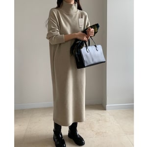 Extra fine wool dress / Oversized knit dress / Wool 100 sweater dress / High neck sweater dress / Sweater knit dress / Maxi sweater dress