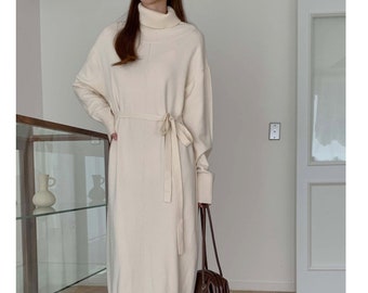 Sweater dress / Sweater dress women / Turtle neck sweater dress / Knit dress / Maxi sweater dress / Maxi knit dress / Loose fit dress