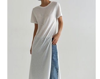 Top for women / Side slit top / See through top / Maxi slit top / Loose top women / Summer linen top