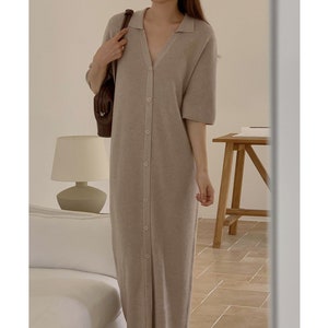 Sweater dress / Sweater dress women / Collared knit dress / Knit dress / Maxi sweater dress / Maxi knit dress / Half sleeve knit dress