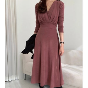 Shirring dress / V-Neck dress / Mood dress / Long dress / Romantic mood dress / Gift for her /