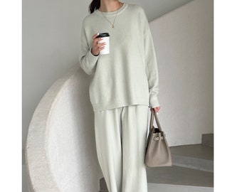 Knit pants / Knit set-up / Sweater for women / Knit top / Sweater knit pants / Lounge wear for women / Loose fit sweater / Knit wide pants