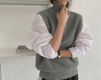 turtleneck knit vest
