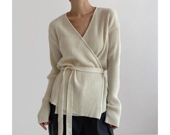 Wrap cardigan / Cardigan for women / Wrap top / Knit blouse / Wrap sweater / Sweater for women / Kimono top / Minimal mood top /