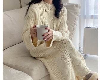 chunky cable knit dress