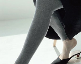Leggings de punto de lana mezclada con cachemira / Leggings para mujer / Leggings suaves y elásticos / Medias de punto de cachemira / Leggings de lana para mujer