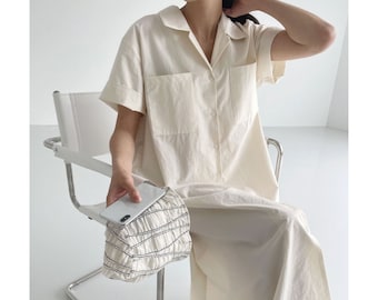 Cotton dress / Summer cotton dress / Loose fit dress / A line dress / Cotton cozy dress / Button down dress