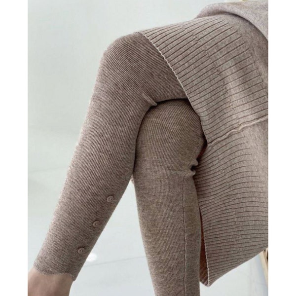 Cashmere blended Wool Leggings / Leggings for women  / Extra soft stretchable leggings / Cashmere knit tights /  Sweater knit leggings