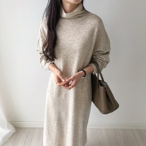 Turtle Neck Sweater Dress / Knit Dress 