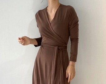 Wrap dress / Mood wrap dress / Drape dress / Shirring wrap dress / Waisted dress / Modern Chic dress / Maxi dress / Kimono wrap dress